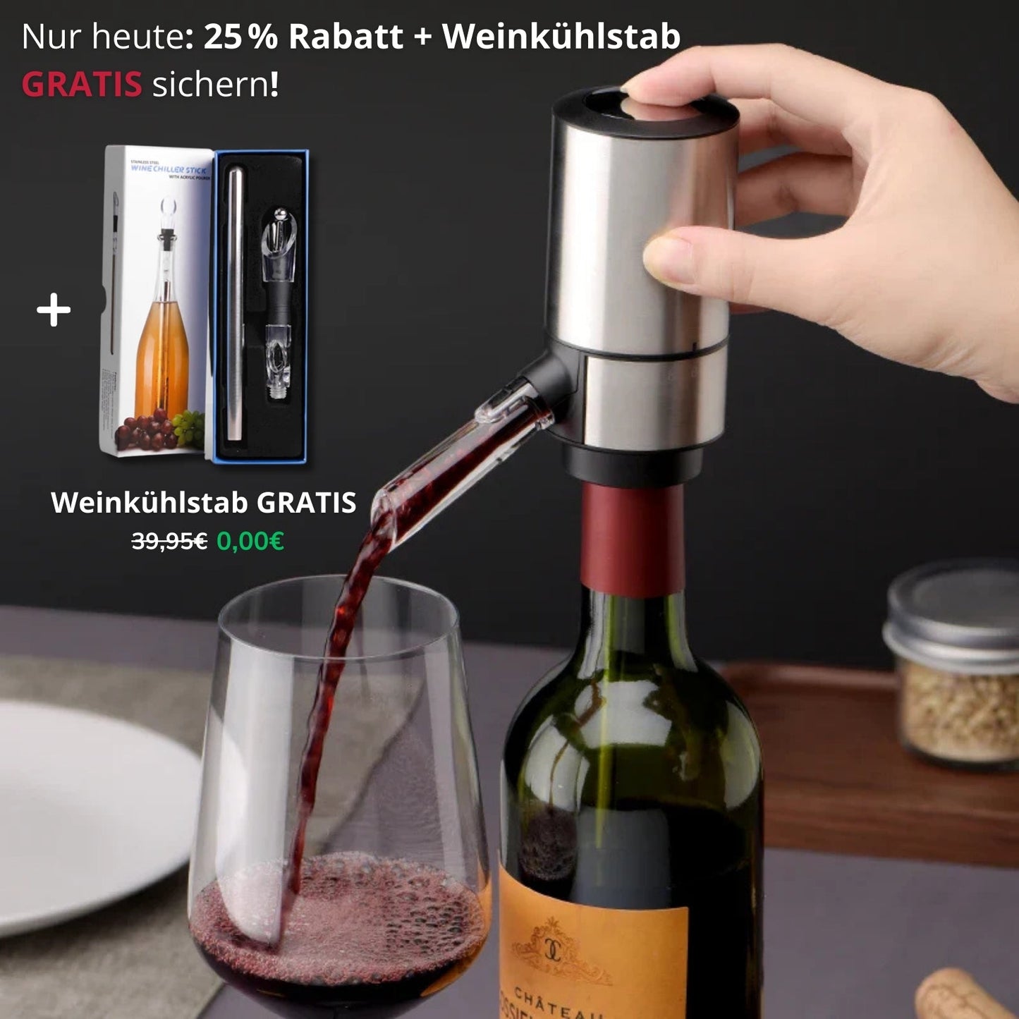 VinoAir™ – Der automatische Premium-Dekanter mit Belüftung & Ausgießer