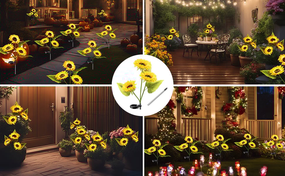 FloralGlow - Solare LED Girasole Giardino Luci