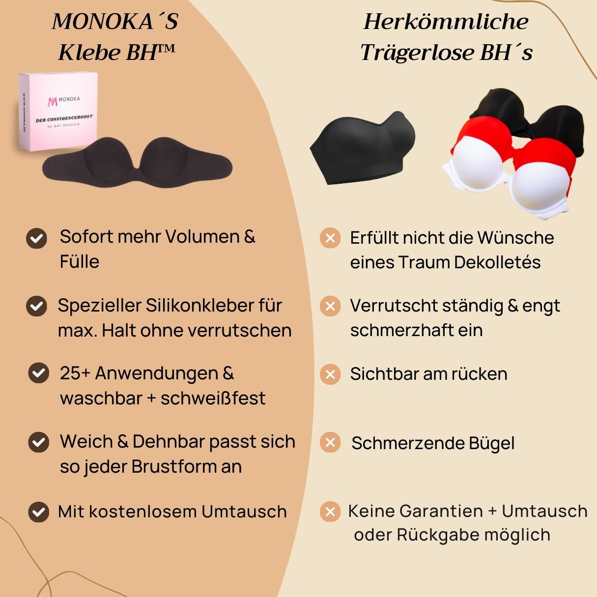 Trägerloser Pushup Klebe-BH™ - Ideal für rückenfreie & trägerlose Outfits